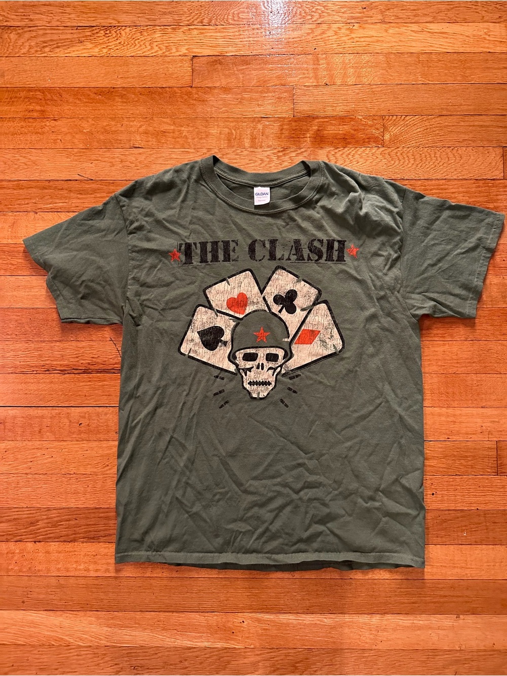 THE CLASH T-SHIRT Straight To Hell Green Size Large 2015 Band Tee Merch Rock